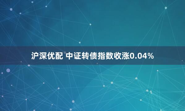 沪深优配 中证转债指数收涨0.04%